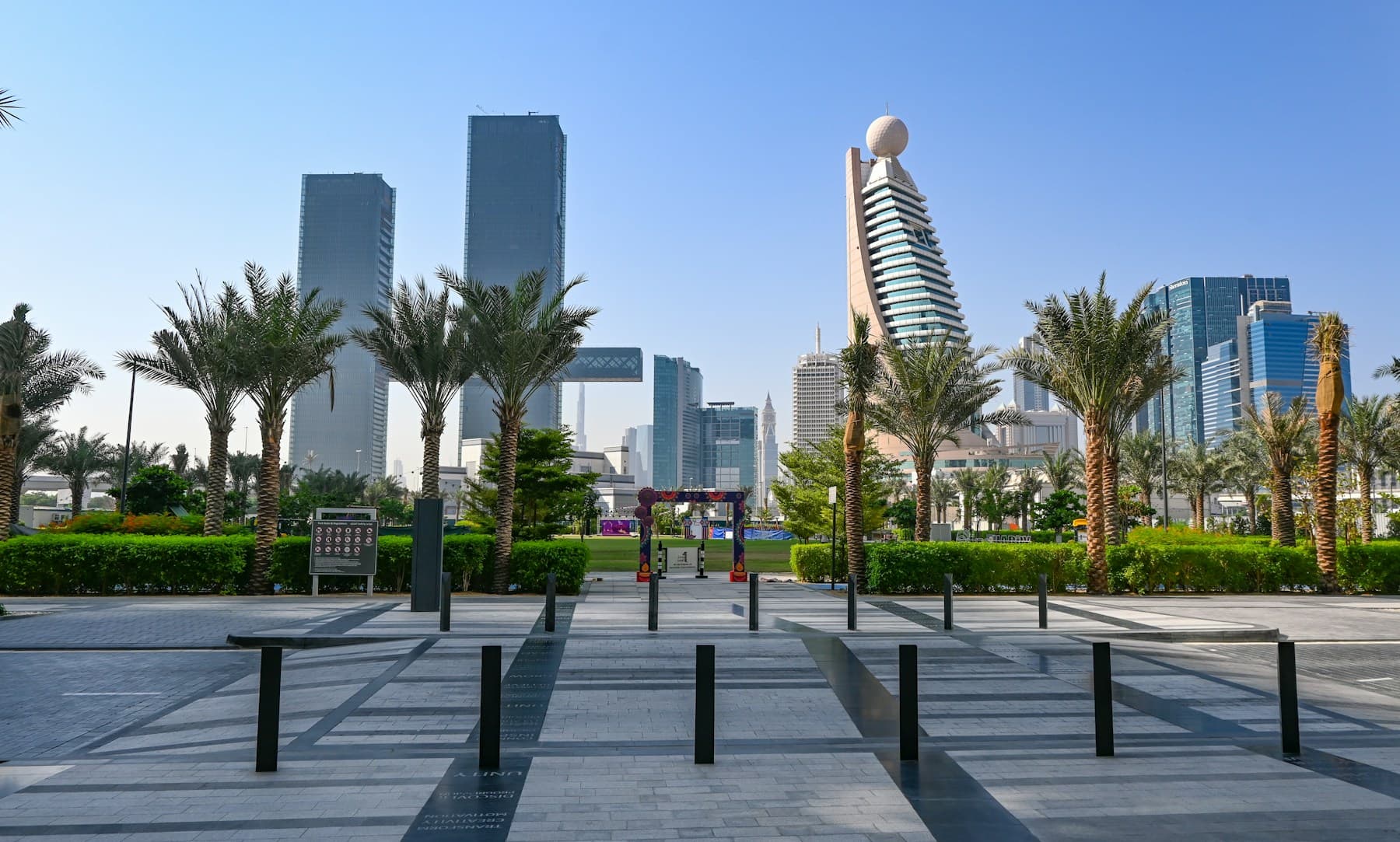 A landscaped business district in Dubai
